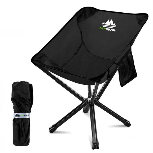 MANM Ultralight Folding Camping Chair 1.45kg – portable backpacking chair with durable aluminum frame and tear-resistant fabric, shown folded and open