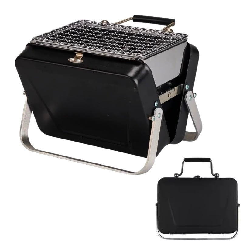MANM Portable Folding Suitcase Grill – lightweight compact BBQ grill that opens in seconds and folds flat into a briefcase-style carry case for solo and couple camping
