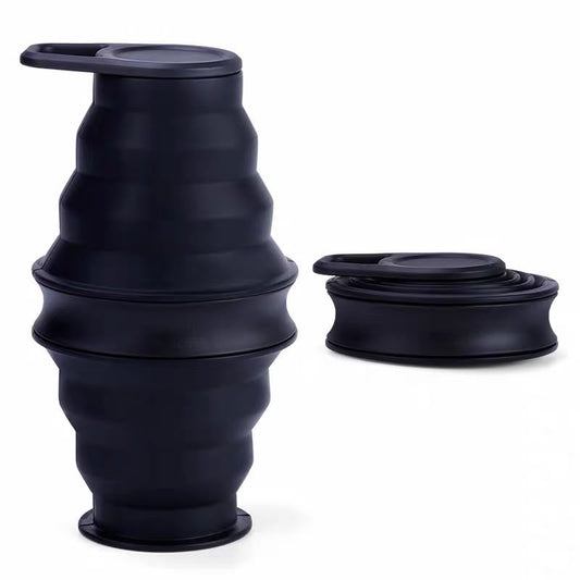 MANM Ultralight Collapsible Silicone Water Bottle 500ml – portable hiking flask that expands to full size and collapses to just 4.3cm thick for easy packing
